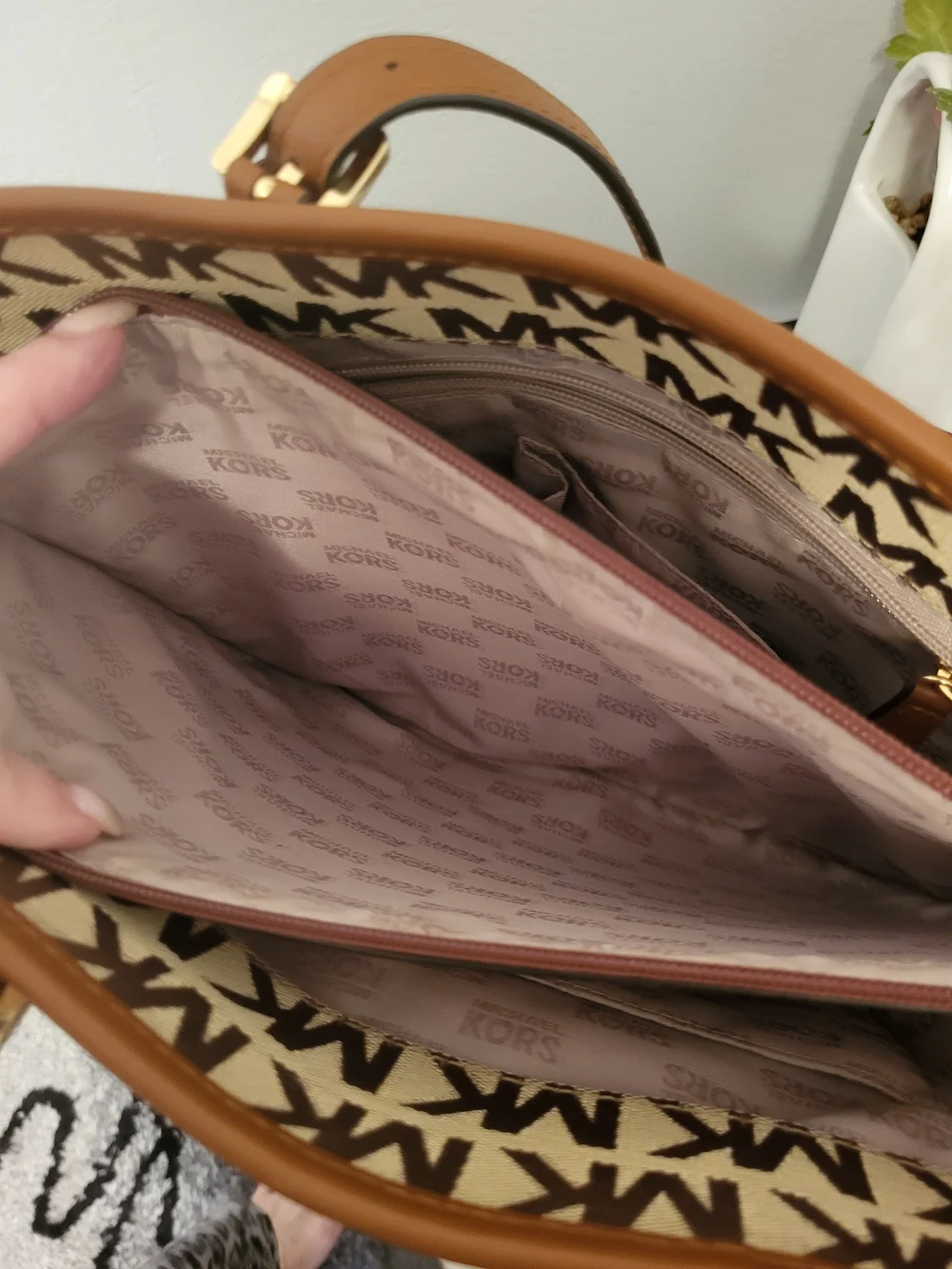 Michael Michael Kors Tan and Brown MK Monogram Tote 13